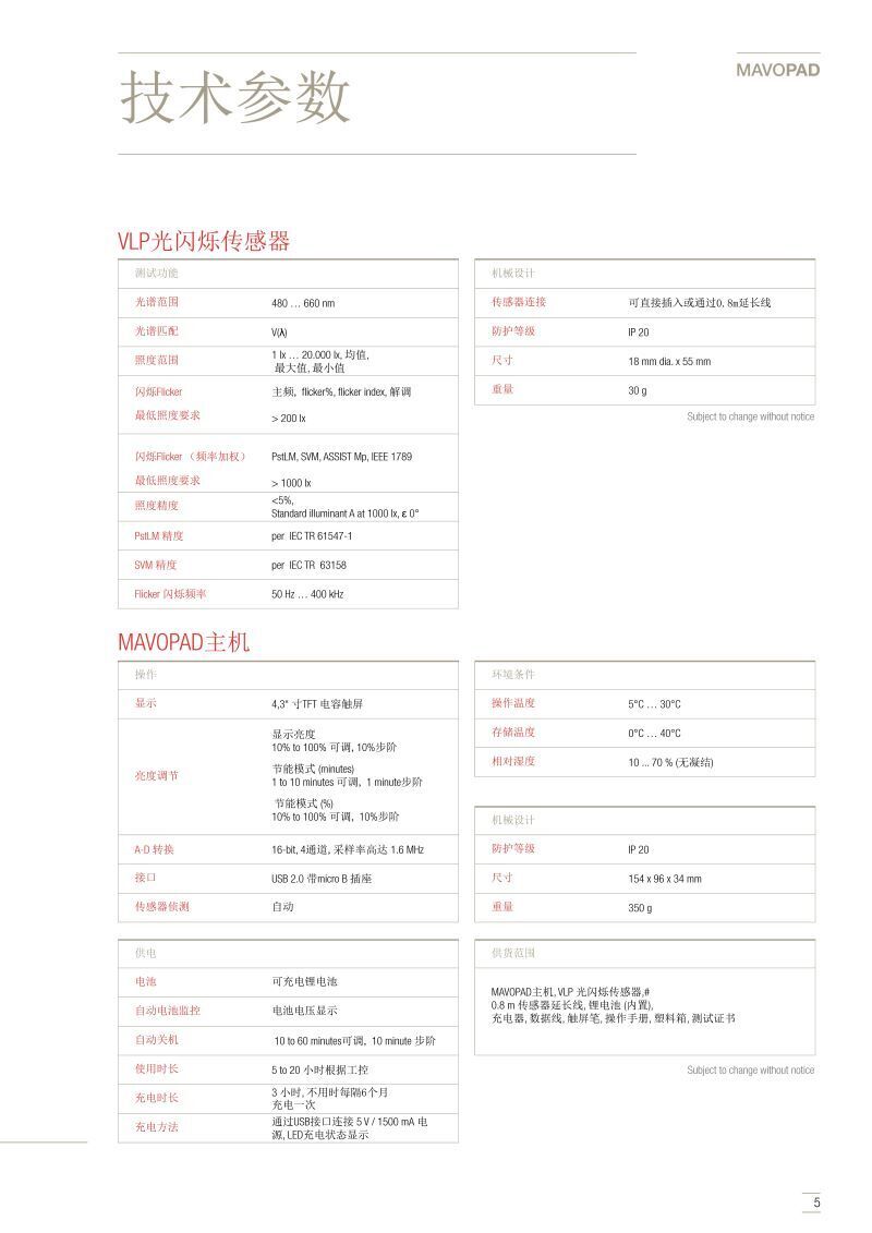 MAVOPAD -車燈光閃爍計技術參數